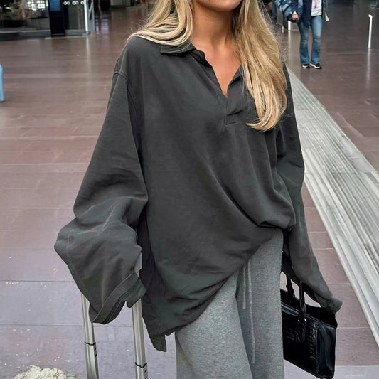 Women Clothing Autumn Winter Casual Vacation Loose Long Sleeved Sweatshirts Bella Mia