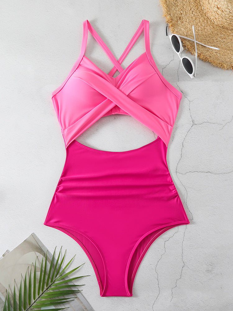 Color Matching One Piece Swimsuit Women Sexy Cross Bikini Beach Spring Swimsuit Bella Mia