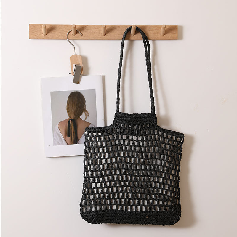 One Shoulder Hollow Out Cutout out Straw Bag Special Interest Design Straw Bag Woven Bag Vacation Beach Bag Women Bag Bella Mia