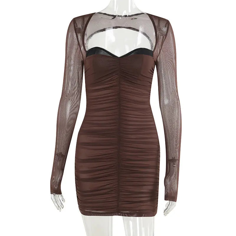 Autumn Sexy Dress Fashionable Elegant Slim Fit Pleated Hip Dress Women Bella Mia