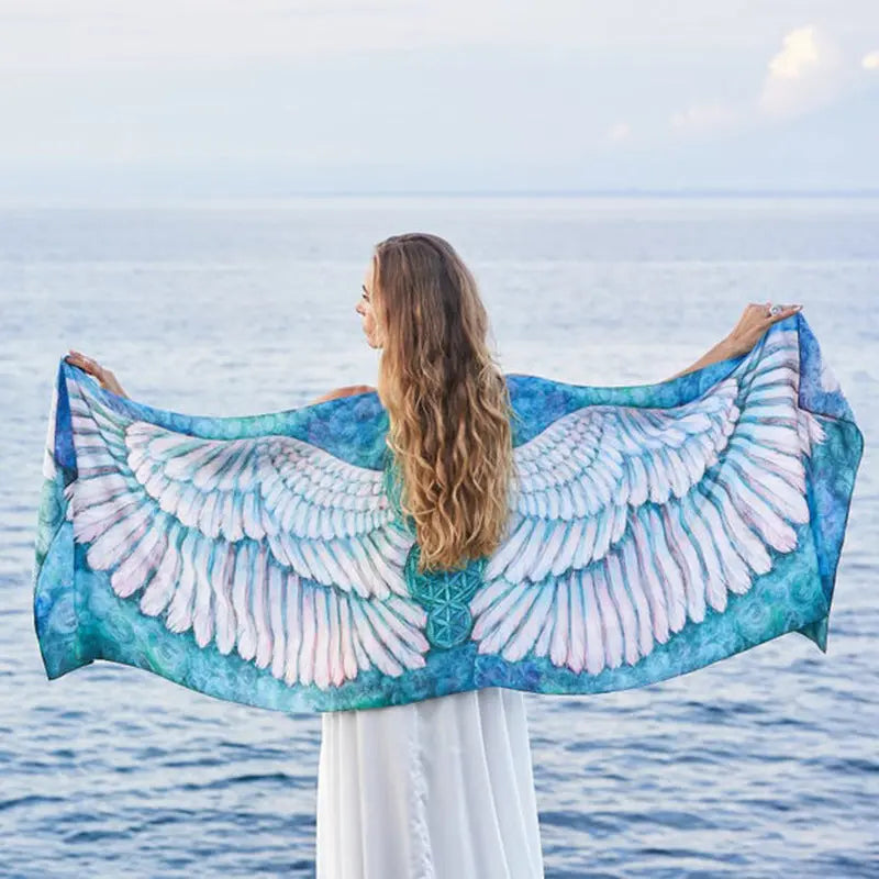 Printed Beach Towel Manga Ocean Wing Series Sexy Goddess Beach Shawl for Women Bella Mia