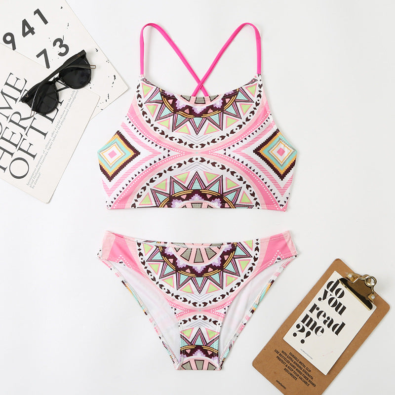 Digital Printing Fixed Board Split Women Triangle Pockets Bikini Swimsuit Beach Swimsuit Swimming Bella Mia