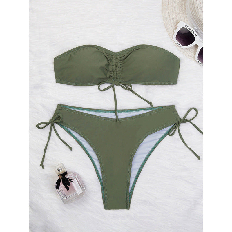 Split Swimsuit Women Tube Top Swimsuit Solid Color Bikini Sexy Bikini Swimsuit Bella Mia