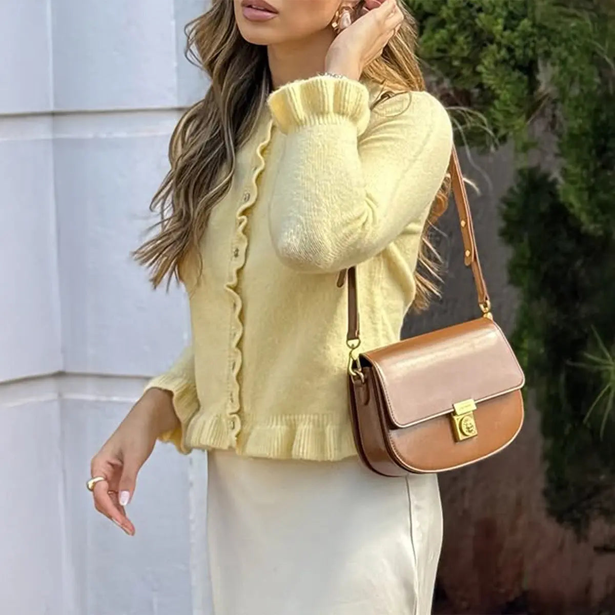 Casual Solid Color Button Front Long Sleeve Knit Sweater For Women Bella Mia