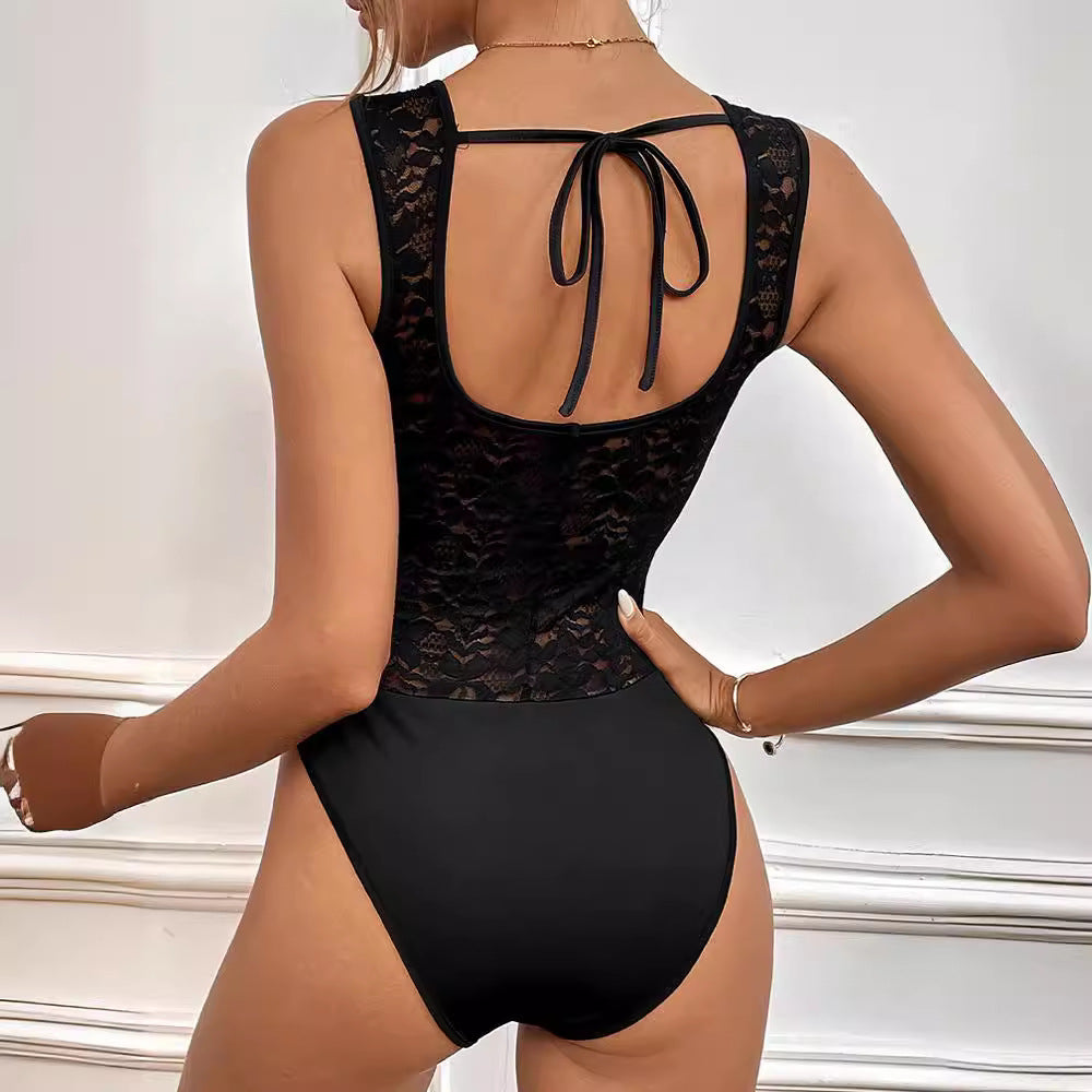 Summer Women Lace Sleeveless Solid Color Jumpsuit Bella Mia