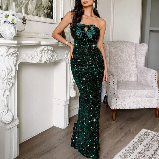 Women Elegant Evening Dress Tube Top Sexy Maxi Dress Bella Mia