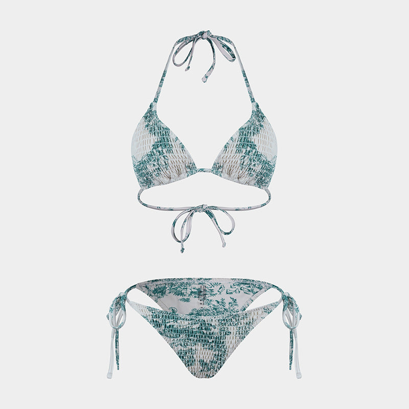 Printed Bikini Three Piece Gauze Skirt Split Sexy Vacation Bikini Swimsuit Bella Mia