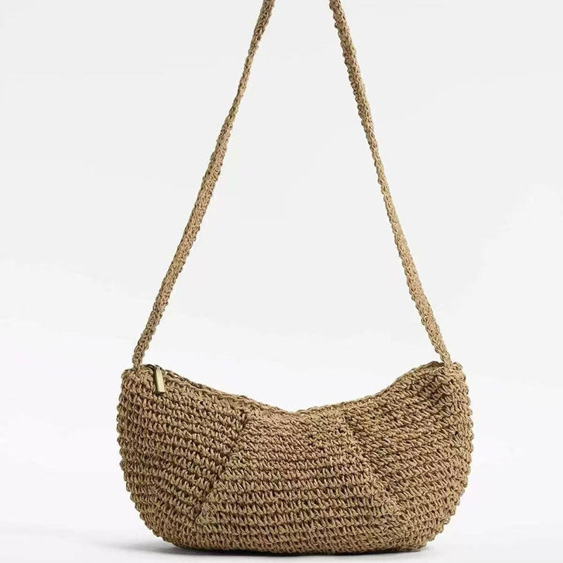 Casual Crossbody Straw Bag Niche Dumpling Bag Woven Bag Vacation Beach Bag All Match Chest Bag Bella Mia