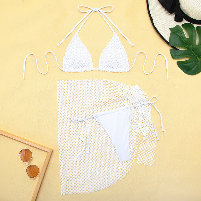 Swimsuit Women Solid Color Split Mesh Swimsuit Three Piece Sets Bikini Swimsuit Bella Mia