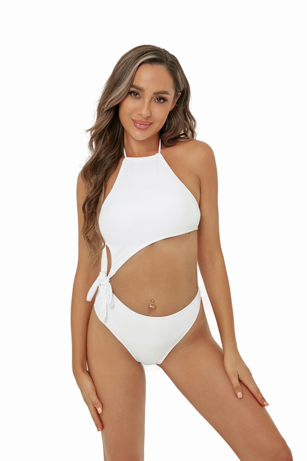 Bikini Solid Color Split Swimsuit Halter Backless Sexy Swimwear Bikini Bella Mia