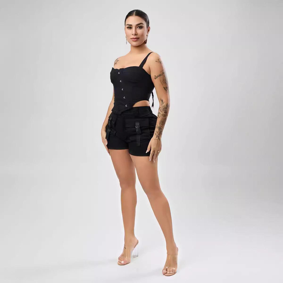 Sexy Non Stretch One Shoulder Top Lace up Single Breasted Boning Corset Irregular Asymmetric Vest Bella Mia