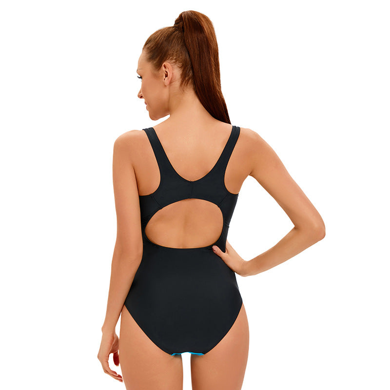 Color Matching Sports One Piece Swimsuit Women Sexy Backless Hollow Out Cutout Swimsuit Bella Mia