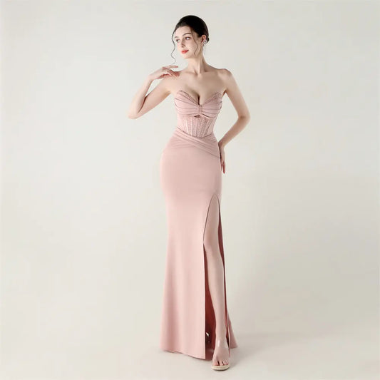 Boning Corset Lace up Waist Controlled Wrapped Chest Pleated Hollow Out Cutout out Cocktail Wedding Red Carpet Evening Dress Bella Mia