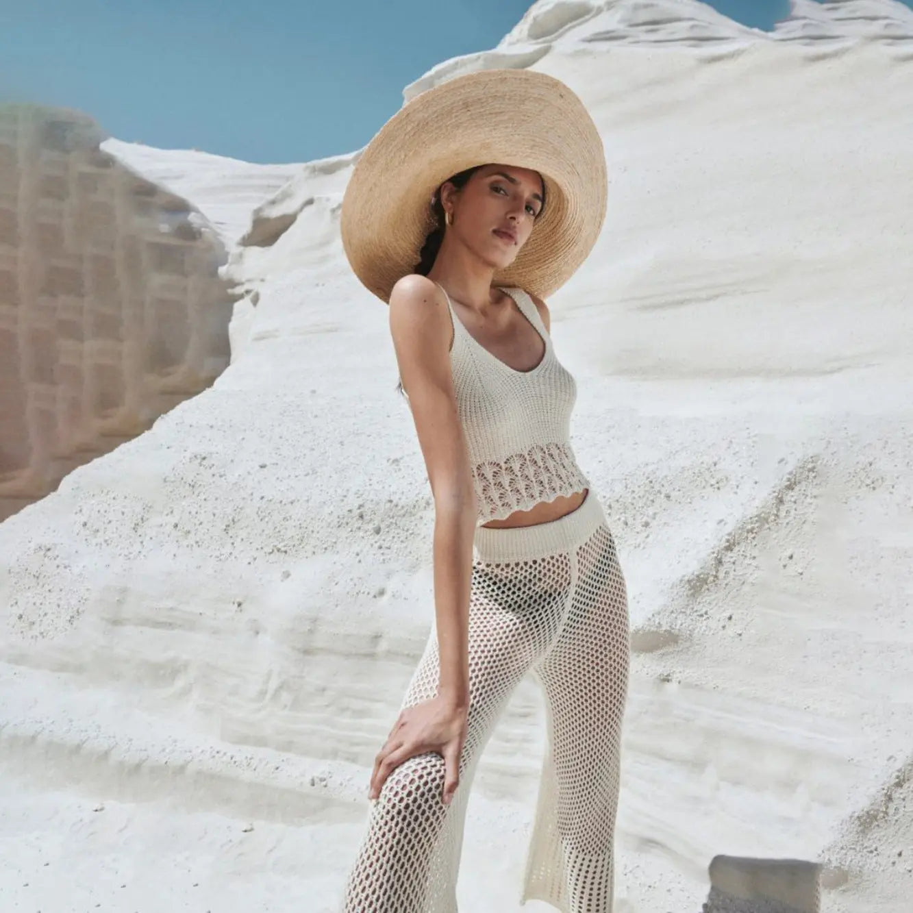 Boho Summer Sleeveless Beach Shirt And Trousers Set Loose Fit Bella Mia