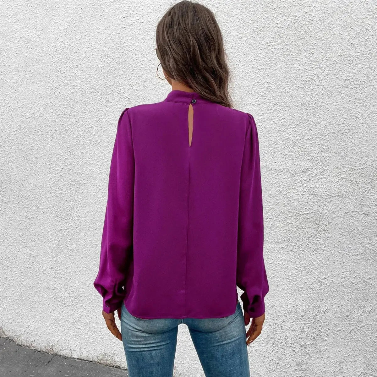 Women Clothing Spring Summer Long Sleeve Satin Top Shirt Bella Mia