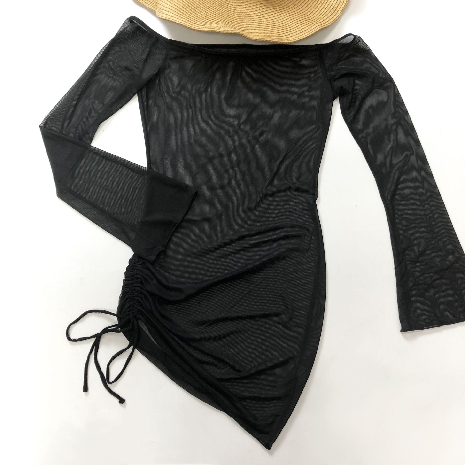 Sexy Swimsuit Outwear off Shoulder Gauzy Sun Protection Clothing Beach Cover up Bikini Three Piece Bella Mia