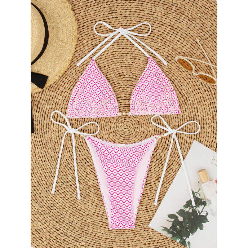 Swimsuit Women Three Point Bikini Sexy Lace Lace up Split Retro Swimsuit Bella Mia