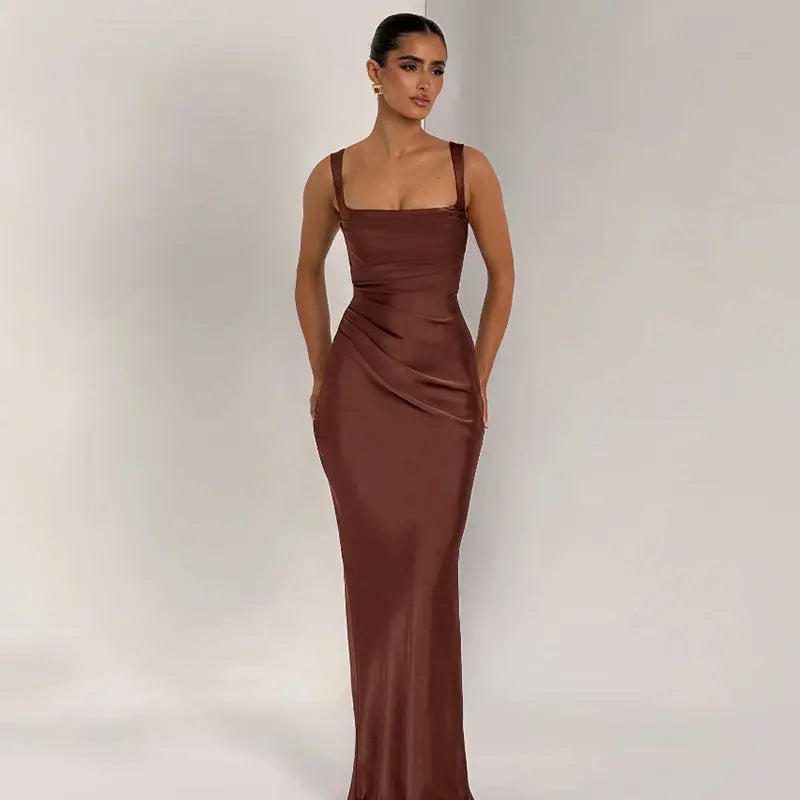 Socialite Sexy Dress Elegant Backless Satin Sheath Suspender Dress Bella Mia