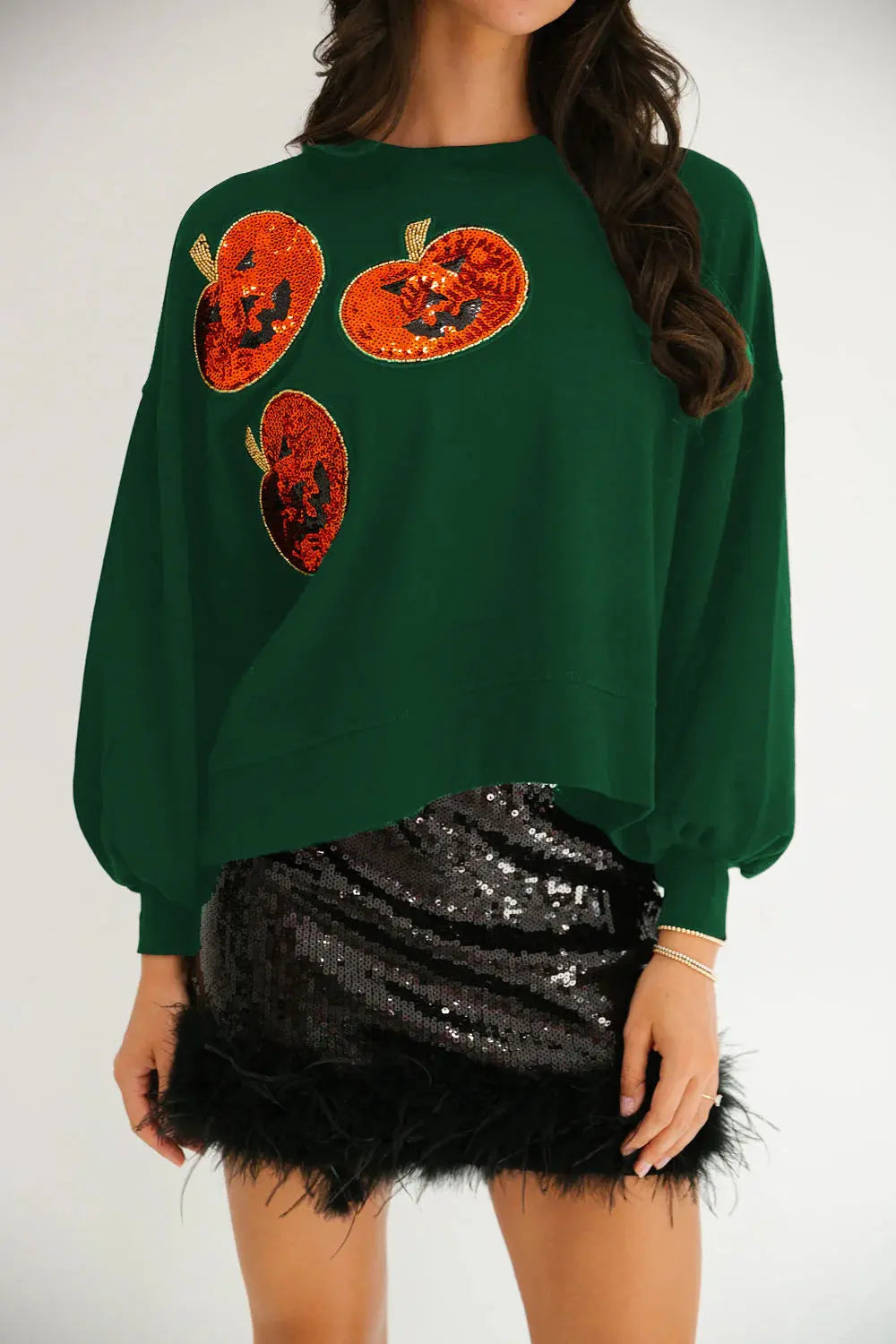 Autumn Winter Women Halloween Pumpkin Sequined Sweater Loose Casual Top Women Bella Mia
