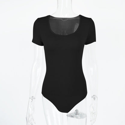 Fall Trendy Women Clothing Sexy Slim Fit Rayon U Neck Long Sleeved Adult Bodysuit