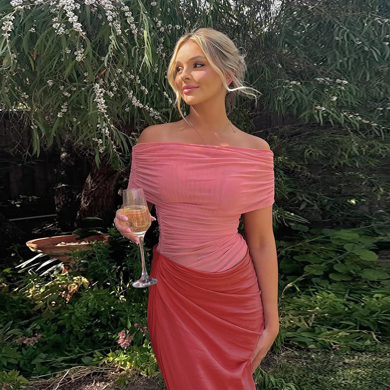 Sexy Dress off Shoulder Gauzy Package Hip Dress Bella Mia