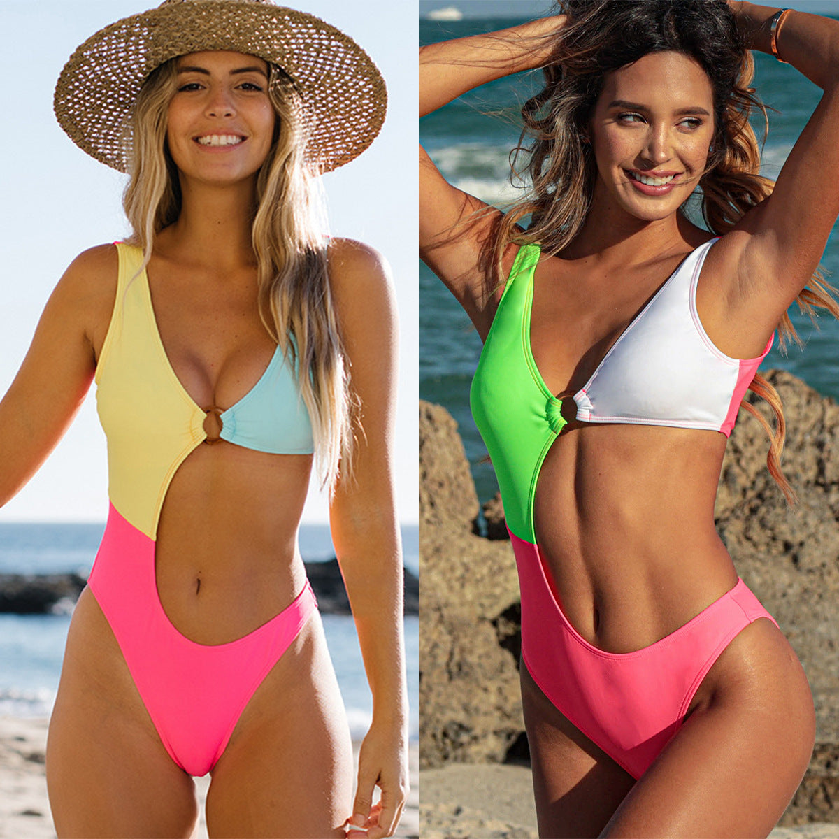 New Fashion Sexy Bikini One-Piece Color Matching Swimsuit Bella Mia