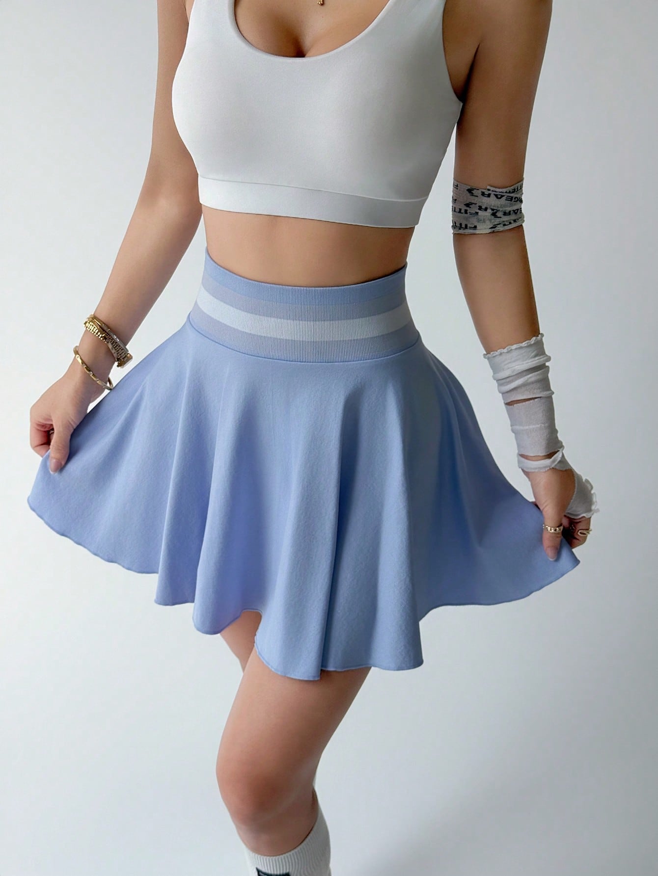 Tennis Skirt Exercise Skirt Badminton Skirt Seamless Knitted Four Sided Elastic Slim Bella Mia