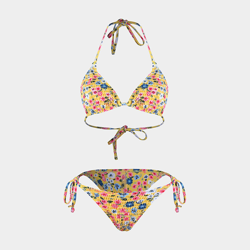 Printed Bikini Three Piece Gauze Skirt Split Sexy Vacation Bikini Swimsuit Bella Mia