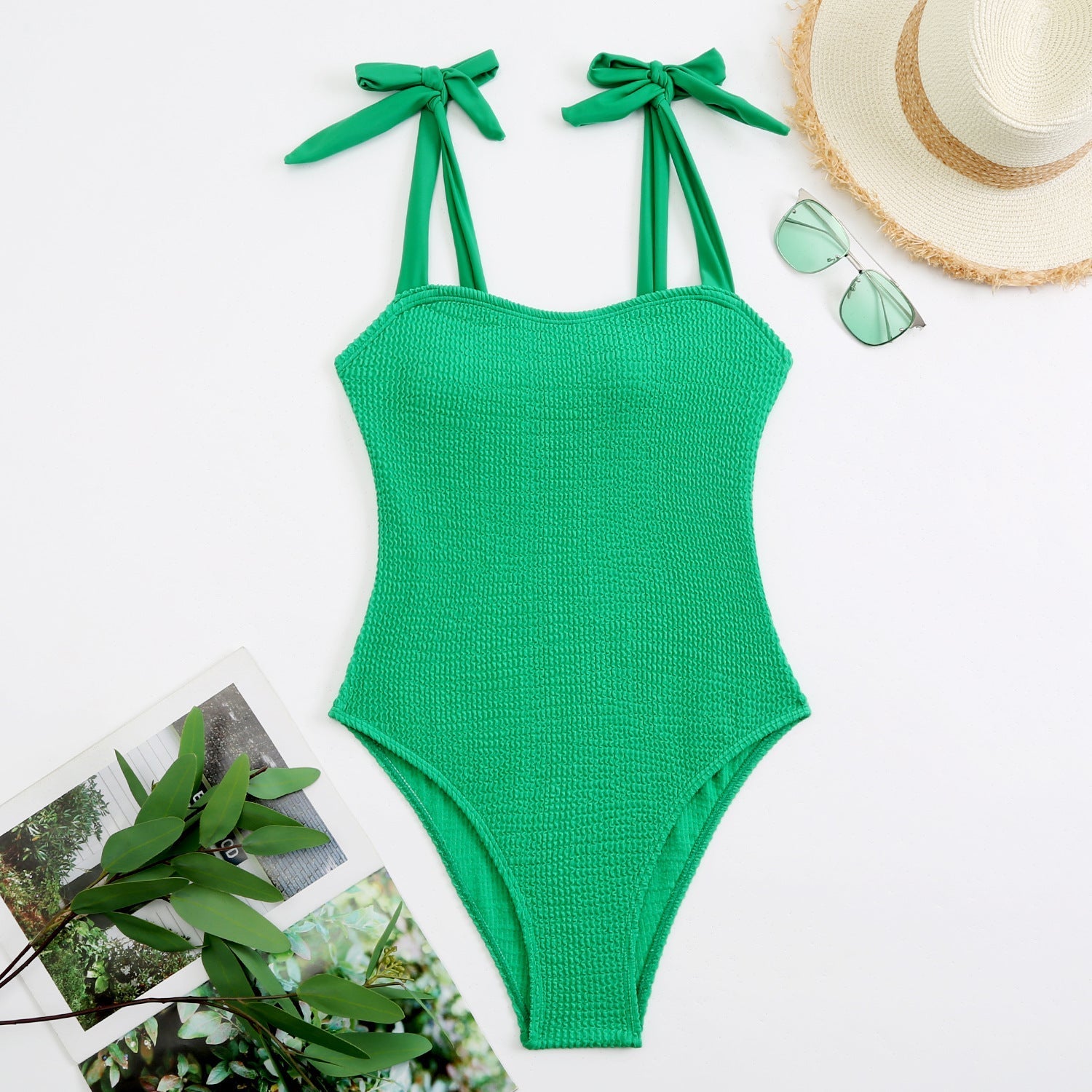 Pleated Wave Cloth One Piece Lace up Swimsuit Swimsuit Bikini Bella Mia