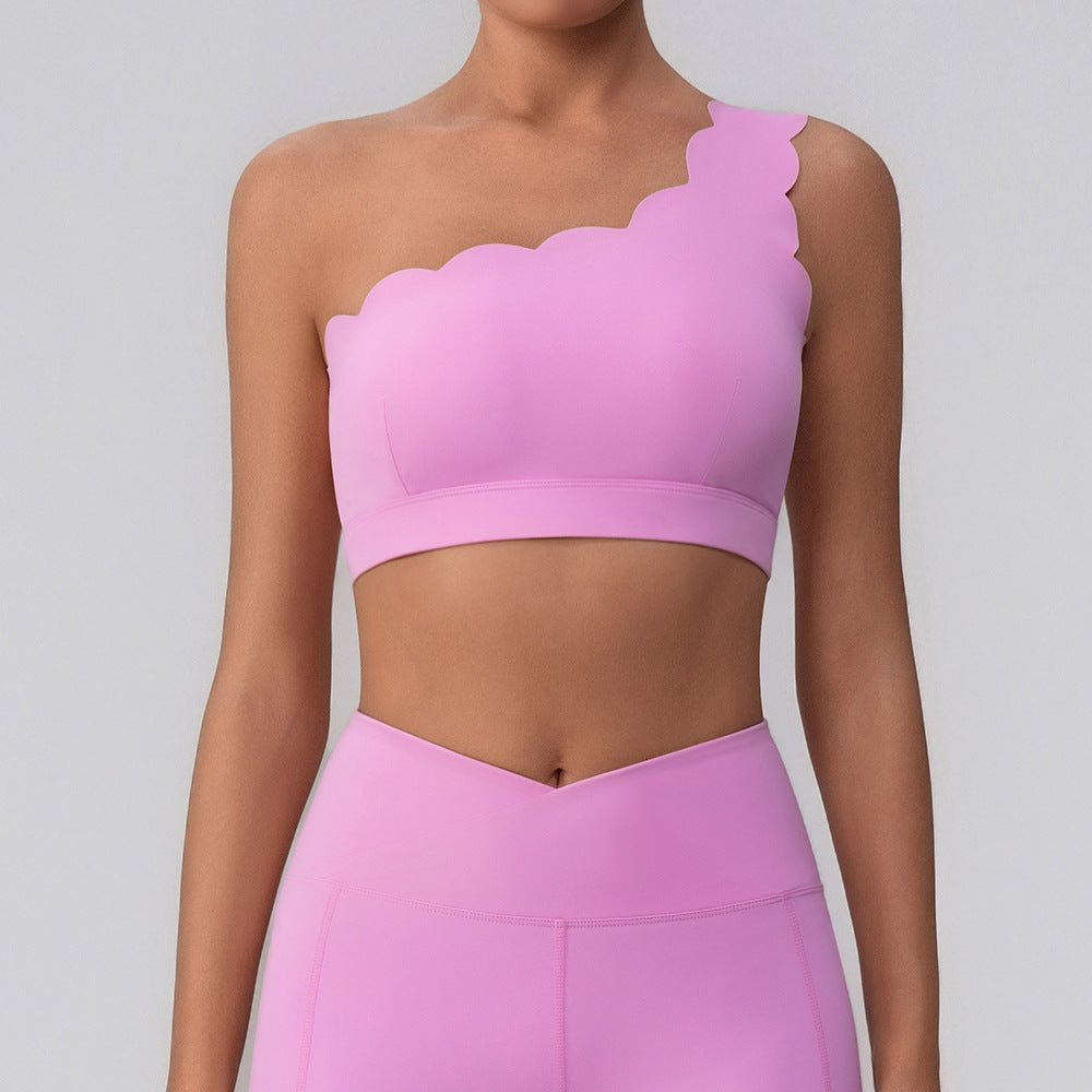 Nude Feel Lace with Chest Pad Yoga Jacket Medium Tenacity Shockproof Fitness Vest Shoulder Belt Sports Bra Bella Mia