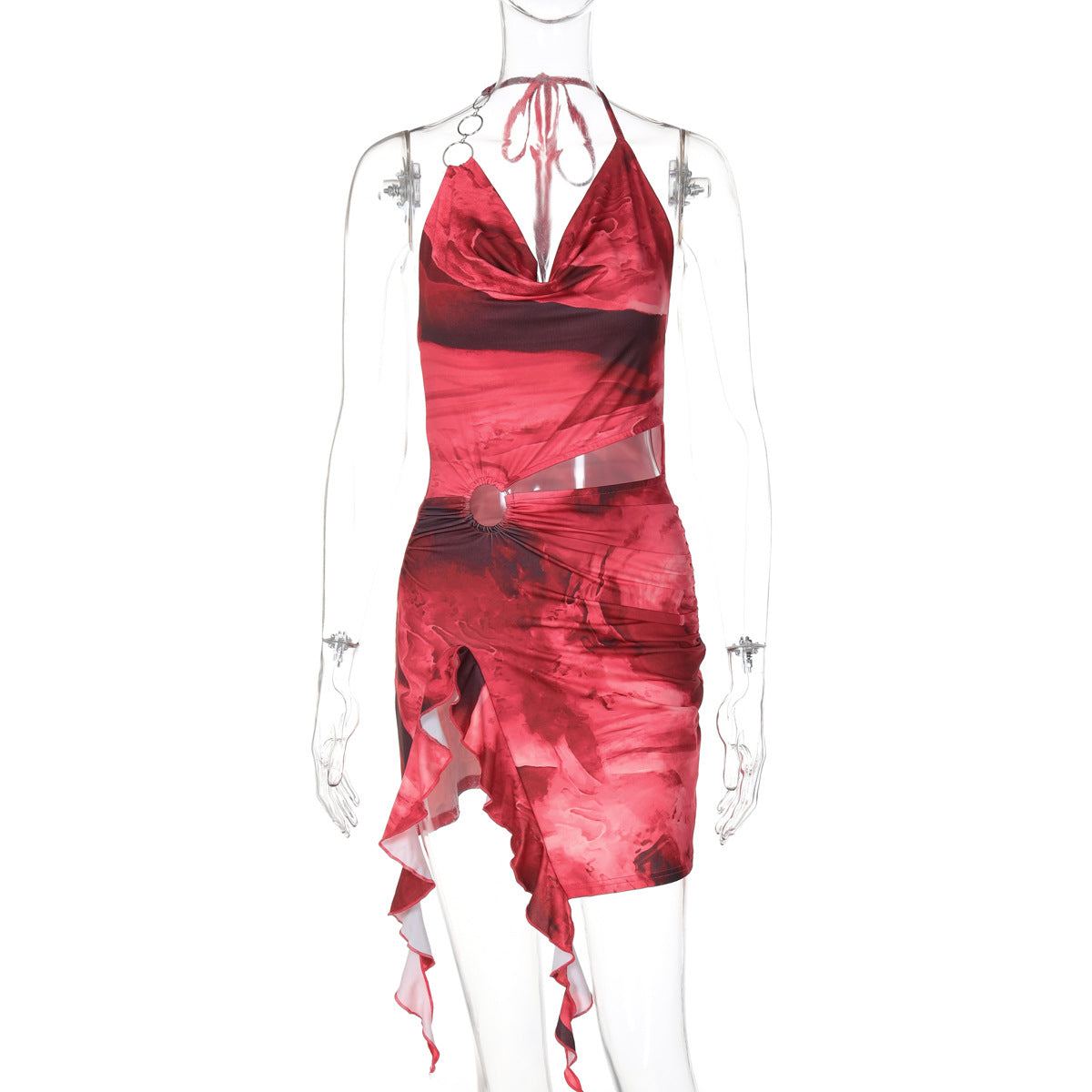 Women Clothing Summer Printing Sexy Backless Lace up Dress Bella Mia