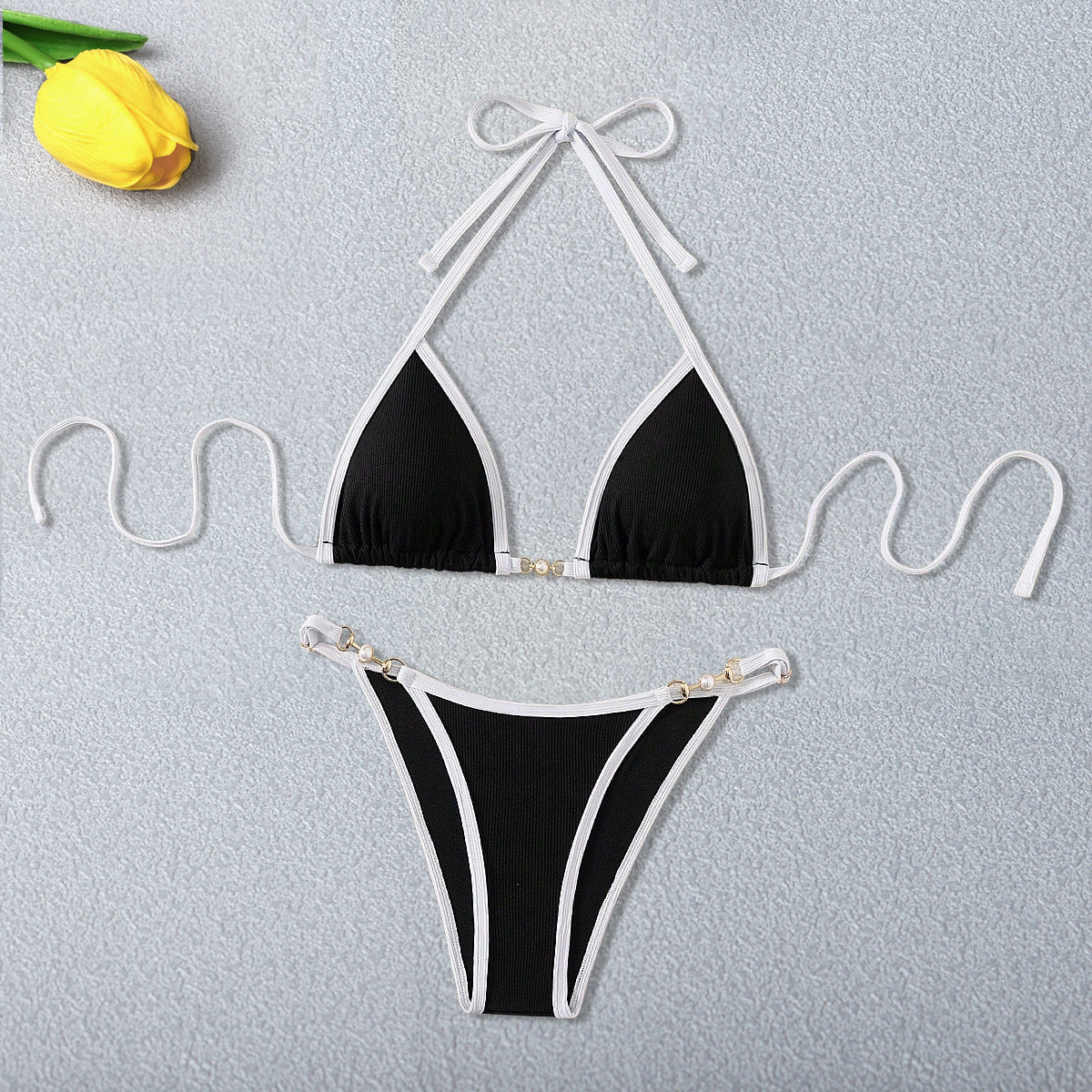 Split Two Piece Set Bikini Women Lace up Backless Simple Swimsuit Bella Mia