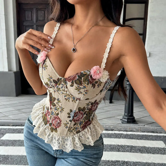 Jacquard Advanced Lace Boning Corset Lace Sexy Camisole Women Bella Mia