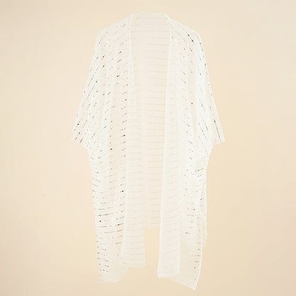 Sequ Solid Color Sun Protection Beach Seaside Holiday Sun Protection Clothing Mid Length Blouse