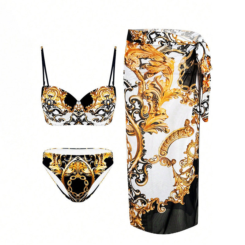 Swimsuit Printed Bikini Three Piece Swimsuit Women Spring Vacation Beach Dress Bella Mia
