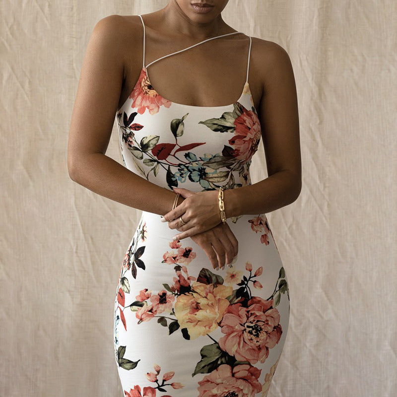 Women Floral Printed Sexy Suspender Slim Slimming Elegant Dress Women Bella Mia