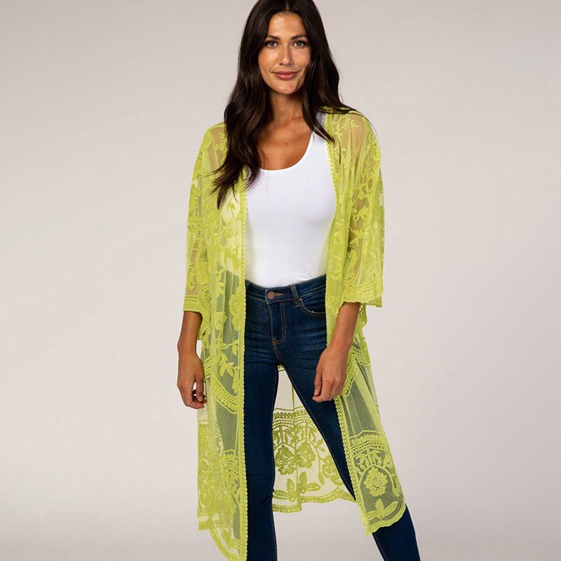 Sexy Grape Silk Embroidered Seaside Vacation Sun Protection Clothing Beach Jacket Bikini Swimsuit Outwear Cardigan for Women Bella Mia