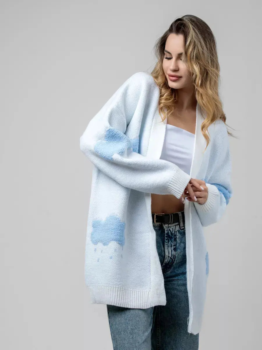 Women Turtleneck Cloud Cute Sweater Cardigan Knit Casual Daily Autumn Winter Women Coat Top Bella Mia