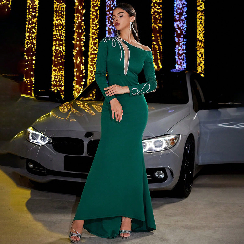 Autumn Winter Dress Sequin Stitching Slim Sheath Party Long Sleeve Evening Dress Bella Mia