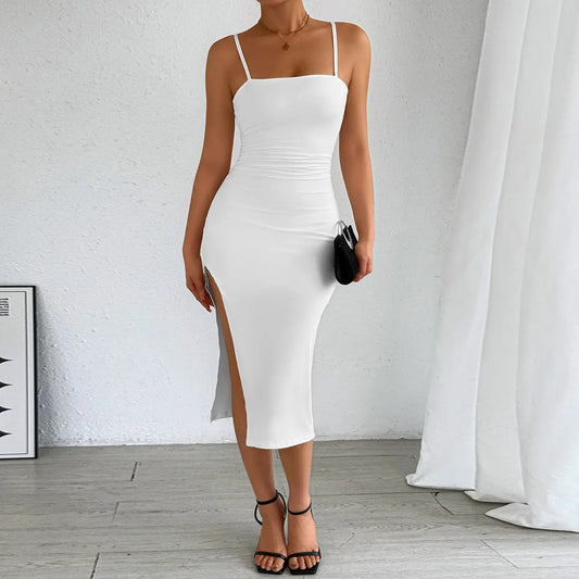 Arrival Suspender Dress Summer Sexy Suspender Sheath Backless Slit Dress Bella Mia