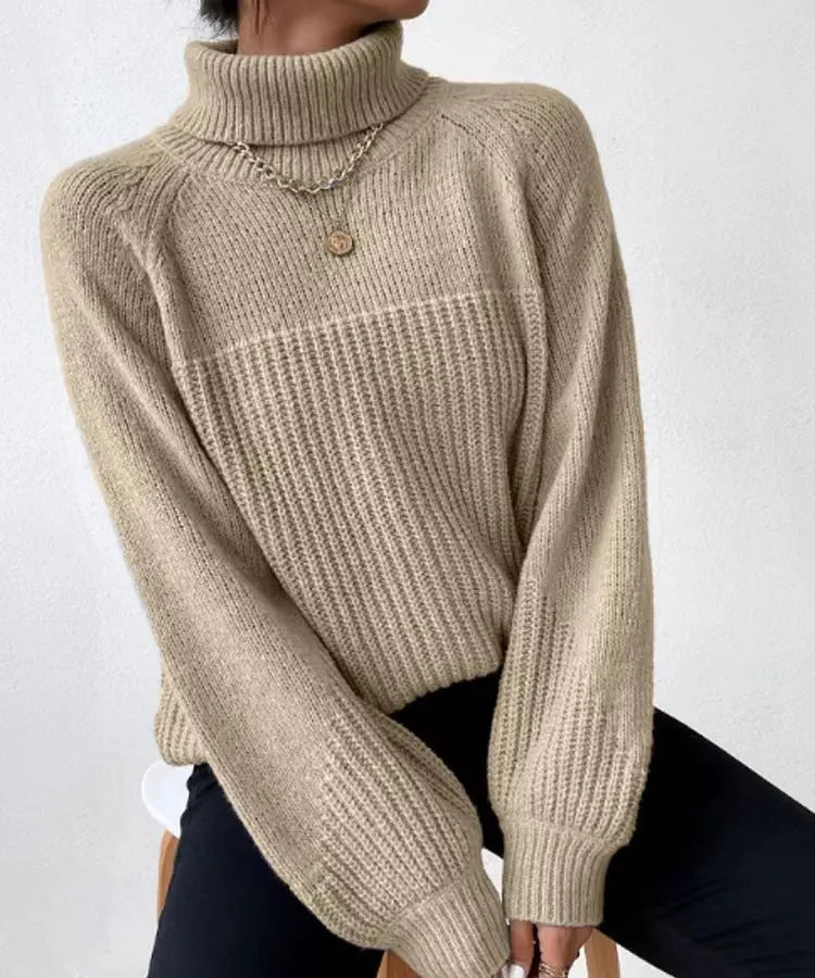 Textured Knit Turtleneck Sweater With Relaxed Fit For Everyday Wear Miss Sparkling