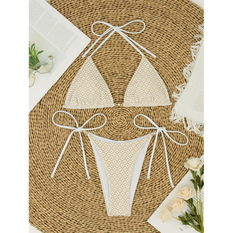 Swimsuit Women Three Point Bikini Sexy Lace Lace up Split Retro Swimsuit Bella Mia