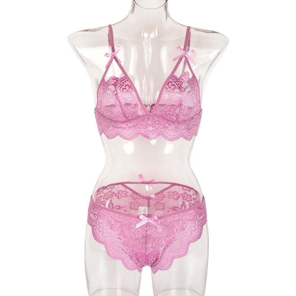 Sexy Two Piece Set Autumn Lace Splicing Tape Bow Sexy Lingerie Set Bella Mia