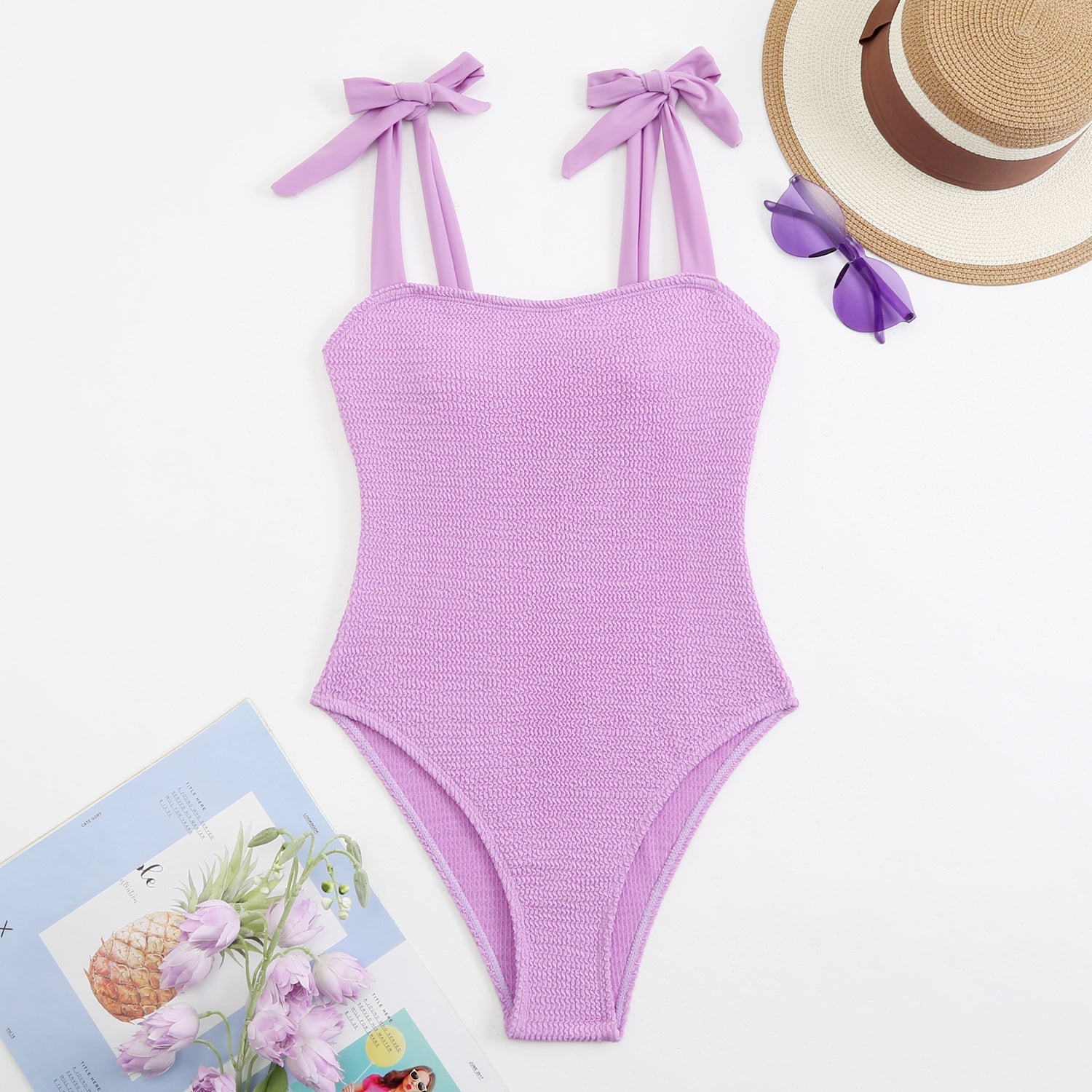 Pleated Wave Cloth One Piece Lace up Swimsuit Swimsuit Bikini Bella Mia