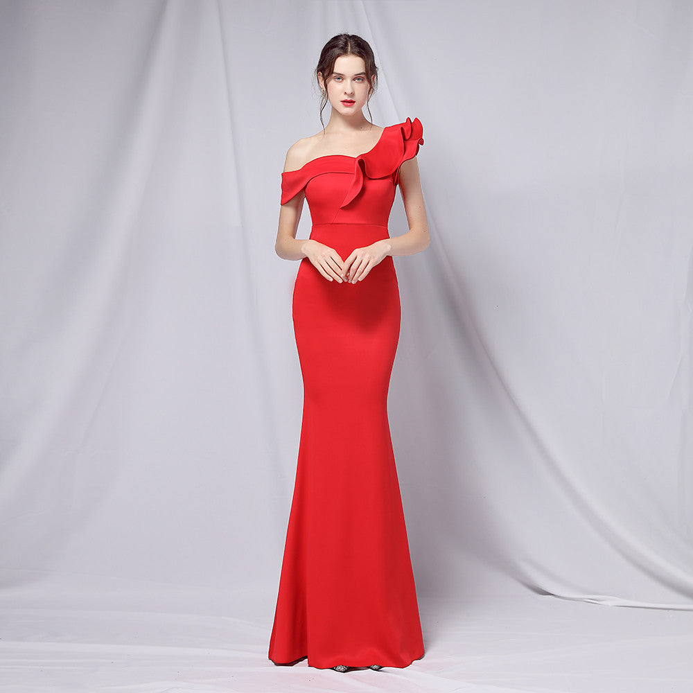 off-Shoulder Banquet Evening Dress Maxi Party Long Elegant Slim Sexy Fishtail Dress Formal Gown Bella Mia