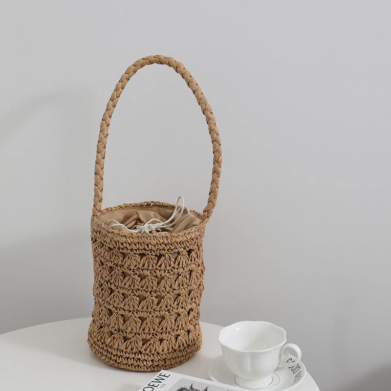 Fresh Straw Bag Summer Woven Tote All Matching Hollow Out Cutout Bucket Rattan Weave Bag Women Bag Bella Mia