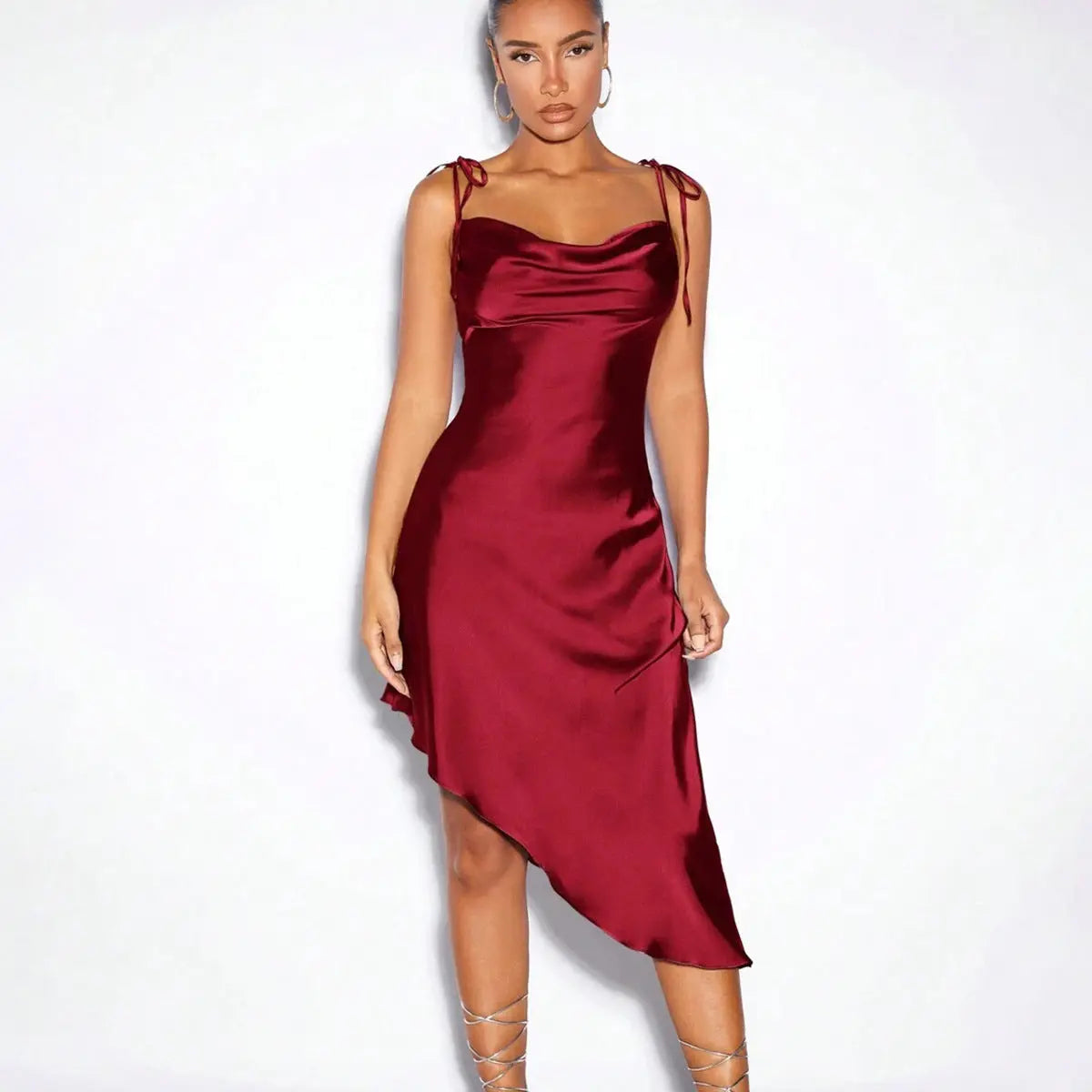 Satin Sling Dress Spring Summer Evening Dress Satin Sexy Women Clothing Bella Mia