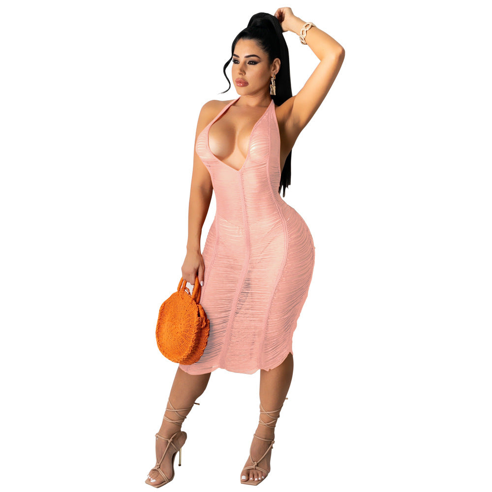 Women Clothing Sexy See through Hollow Out Cutout Beach Dress Bella Mia