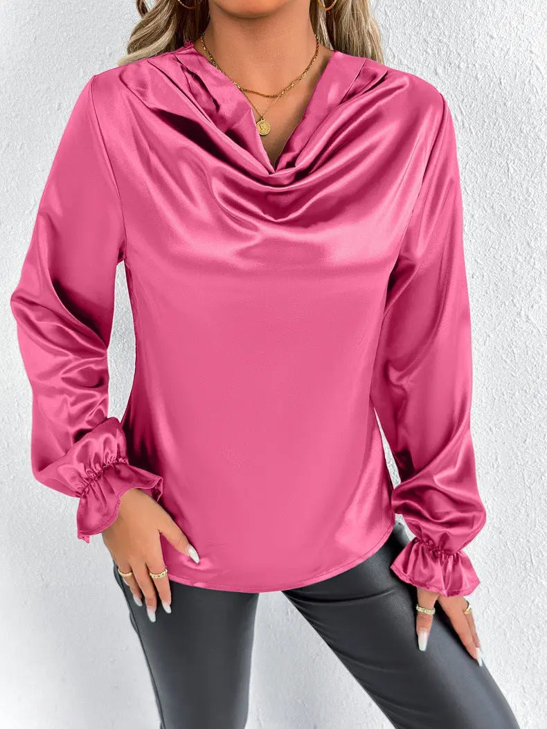 Women Clothing Summer Satin Shirt Women Satin Shirt Artificial Silk Top Bella Mia