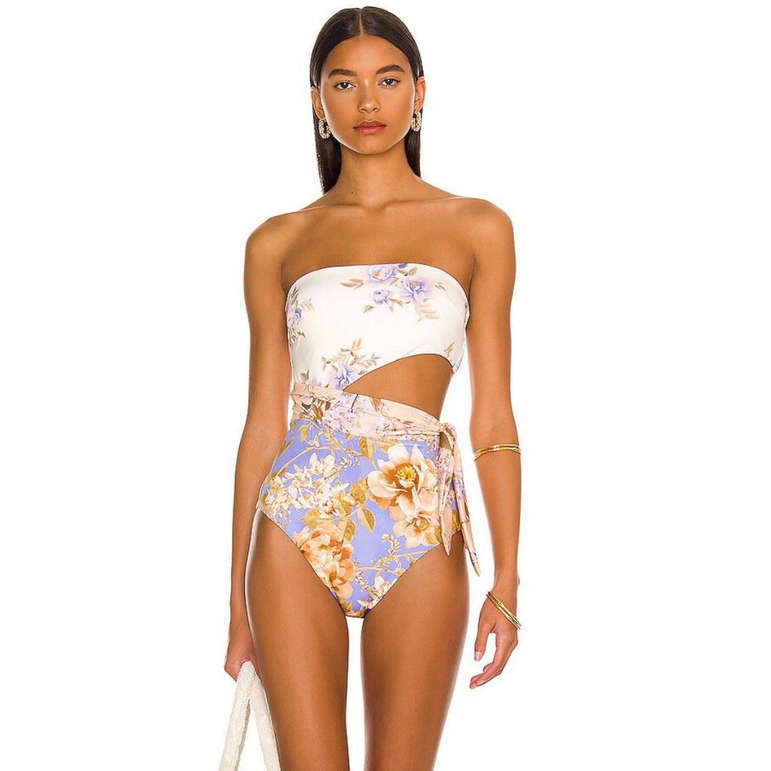 Printed One Piece Swimsuit Tube Top Sexy Beach Spring Skirt Two Piece Set Bella Mia